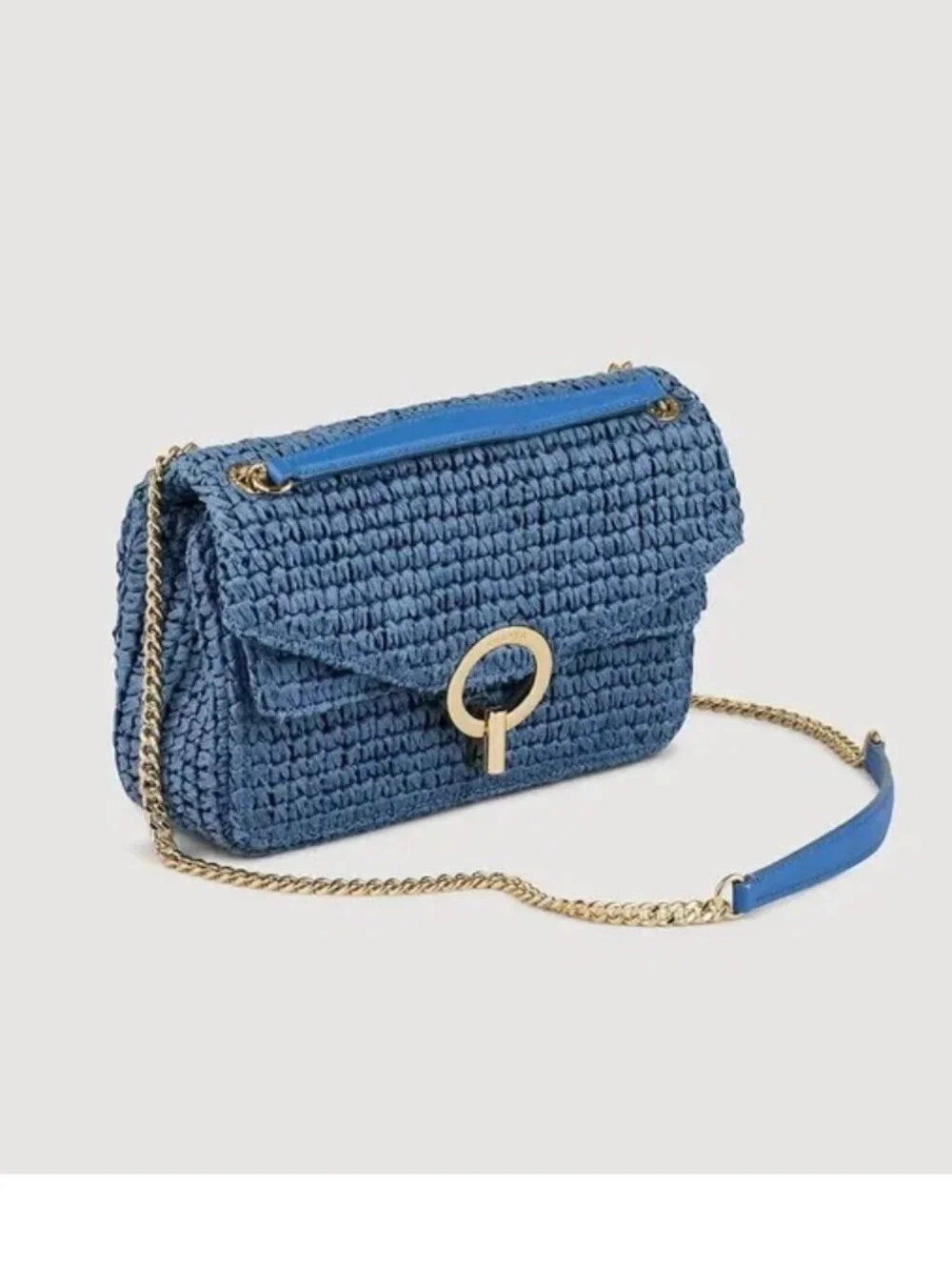 Sandro Raffia YZA Bag in Blue Womens Shoulder Crossbodybag handbag